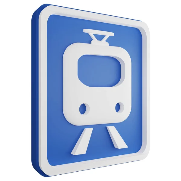 렌더링 지하철 아이콘은 배경에 분리되어 있으며 파란색 교육용 표지판이다 — 스톡 사진