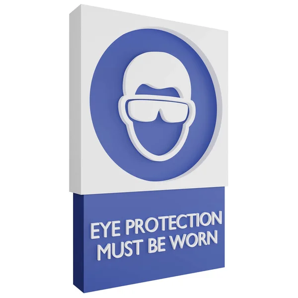 3D render eye protection must be worn sign icon isolated on white background, blue informative sign