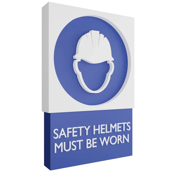 Render Safety Helmets Must Worn Sign Icon Isolated White Background — Stock Photo, Image