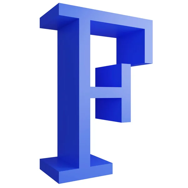 Alphabet_F_Side View Icon Isolated White Background Render Blue Big Letters — Stock Photo, Image
