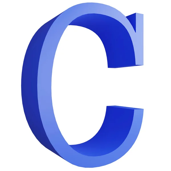アルファベット_C_Sideビューアイコンは白い背景に隔離され 3Dレンダリング青い大きな文字テキスト要素クリッピングパス — ストック写真
