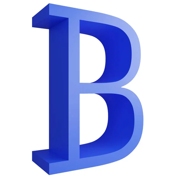 アルファベットB_Side View白い背景にアイコンを分離し 3Dレンダリング青い大きな文字テキスト要素クリッピングパス — ストック写真