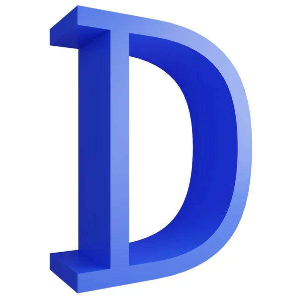 アルファベット_D_Side View白い背景に隔離されたアイコン 3Dレンダリング青い大きな文字テキスト要素クリッピングパス — ストック写真