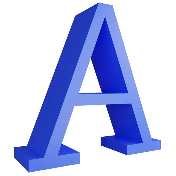 アルファベット_A_Side View白い背景にアイコンを分離し 3Dレンダリング青い大きな文字テキスト要素クリッピングパス — ストック写真