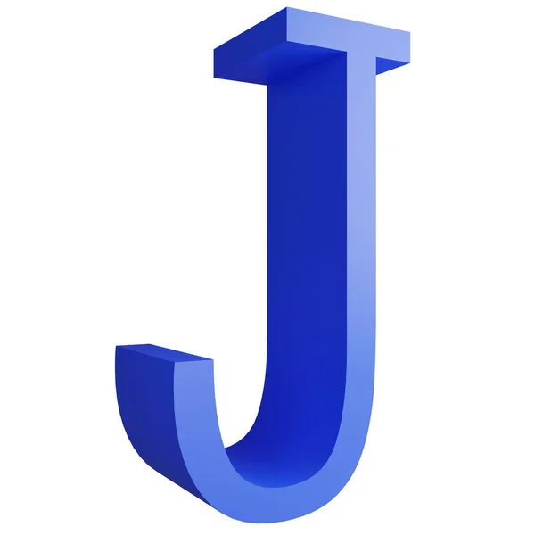 アルファベット_J_Side View白い背景にアイコンを分離し 3Dレンダリング青い大きな文字テキスト要素クリッピングパス — ストック写真