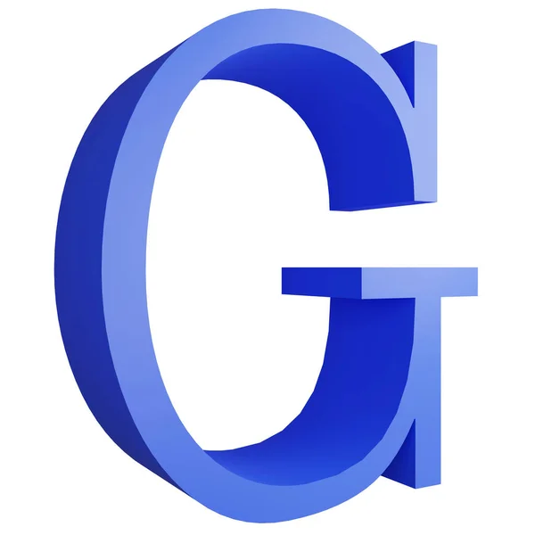 Alphabet_G_Side View Icon Isolated White Background Render Blue Big Letters — Stock Photo, Image