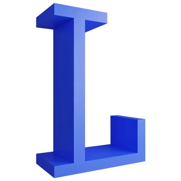 在白色背景下孤立的Alphabet Side视图图标 3D渲染蓝色大写字母文本元素剪切路径 — 图库照片
