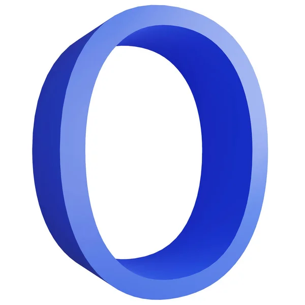 Alphabet_O_Side View Icon Isolated White Background Render Blue Big Letters — Stock Photo, Image