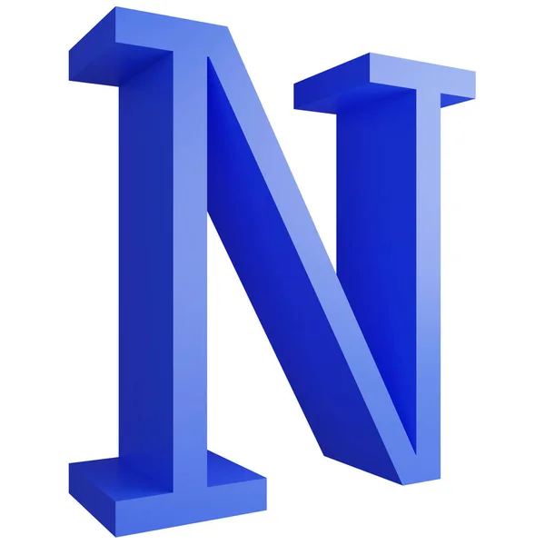 アルファベット_N_Side View白い背景に隔離されたアイコン 3Dレンダリング青い大きな文字テキスト要素クリッピングパス — ストック写真