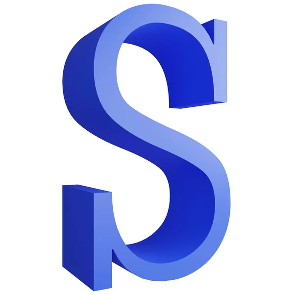 アルファベット_S_Side View白い背景に隔離されたアイコン 3Dレンダリング青い大きな文字テキスト要素クリッピングパス — ストック写真