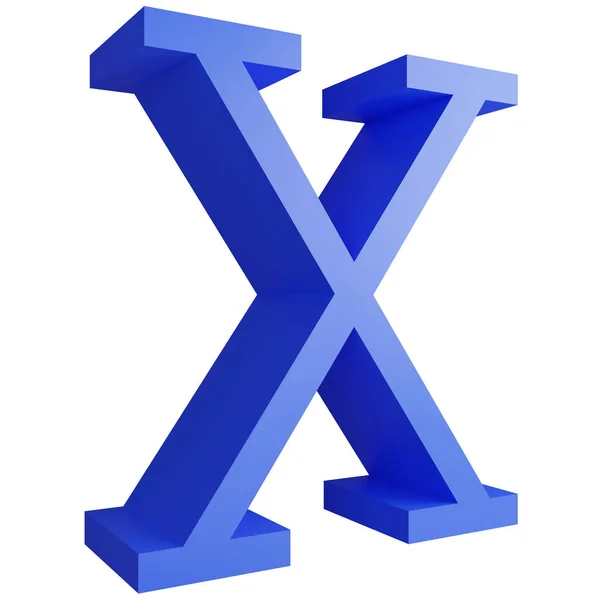 アルファベット_X_Side View白い背景にアイコンを分離し 3Dレンダリング青い大きな文字テキスト要素クリッピングパス — ストック写真