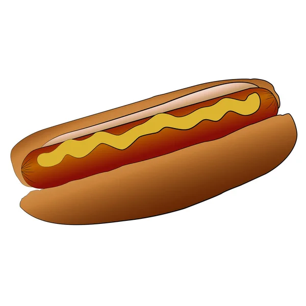 Hotdog Isolato Disegno Del Fumetto Sfondo Bianco Fast Food Elemento — Vettoriale Stock
