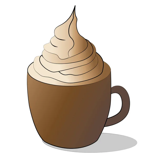 白い背景にコーヒーカップと独立した漫画のデザインをトッピング 創造的なアート飲料クリップ要素 — ストックベクタ