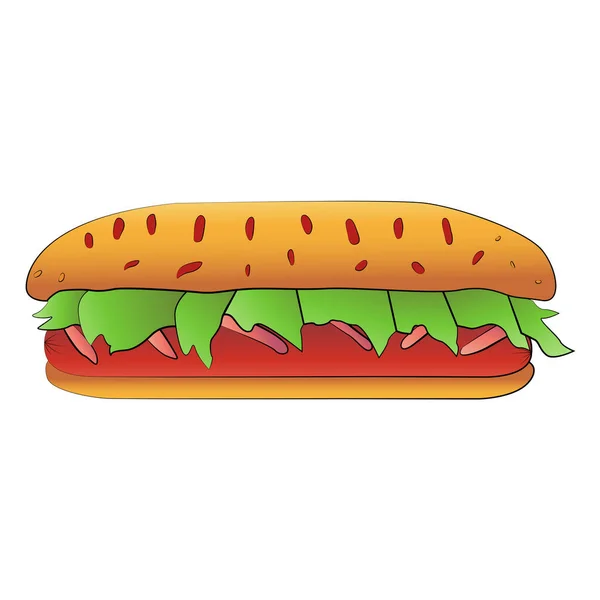 Grande Disegno Del Fumetto Isolato Hotdog Sfondo Bianco Elemento Percorso — Vettoriale Stock