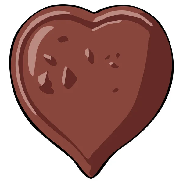 Шоколадний Серцевий Кліпарт Вектор Плоский Дизайн Білому Тлі Десерт Ізольований — стоковий вектор