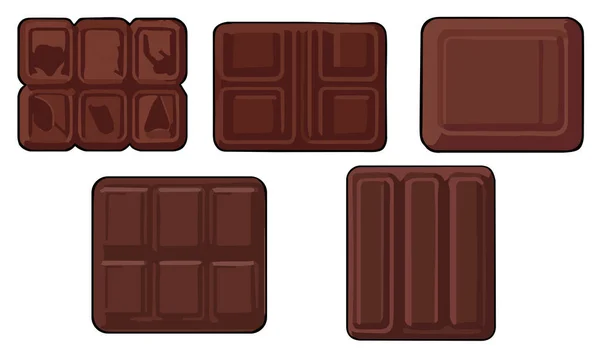 Chocolate Clipart Vector Conjunto Diseño Plano Sobre Fondo Blanco Postre — Vector de stock