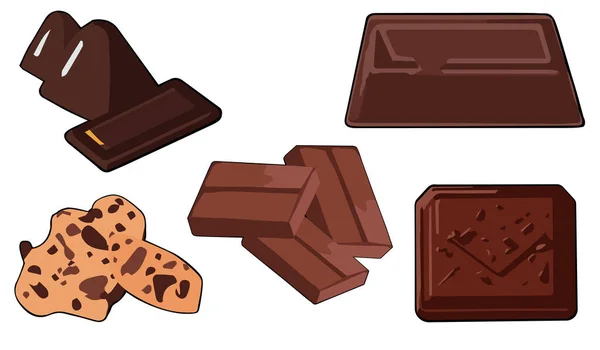 Chocolate Clipart Vetor Conjunto Design Plano Fundo Branco Sobremesa Ícone — Vetor de Stock