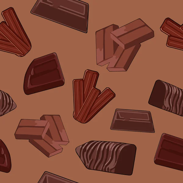 Vecteur Sans Couture Motif Chocolat Sur Fond Brun Papier Peint — Image vectorielle