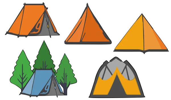 Campingausrüstung Cliparts Vektor Set Flaches Design Auf Weißem Hintergrund Campingkonzept — Stockvektor