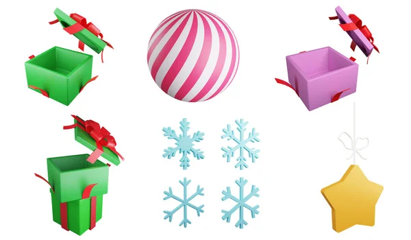Elemento Clip Utilería Navidad Renderizar Icono Concepto Decoración Navidad Conjunto —  Fotos de Stock