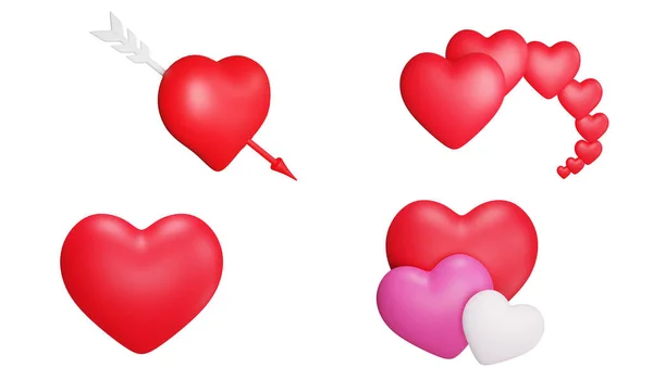 Element Clipart Inima Face Valentine Concept Icon Set Izolat Fundal — Fotografie, imagine de stoc