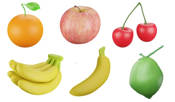 Elemento Clipart Fruta Icono Concepto Fruta Conjunto Aislado Sobre Fondo —  Fotos de Stock