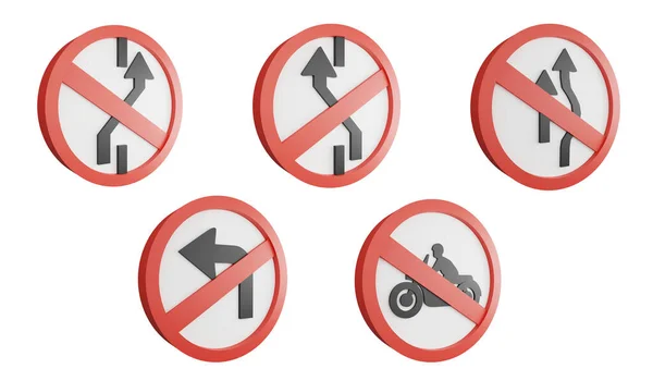 Straßenschild Seitenansicht Cliparts Element Render Verkehrszeichen Konzept Symbol Gesetzt Isoliert — Stockfoto