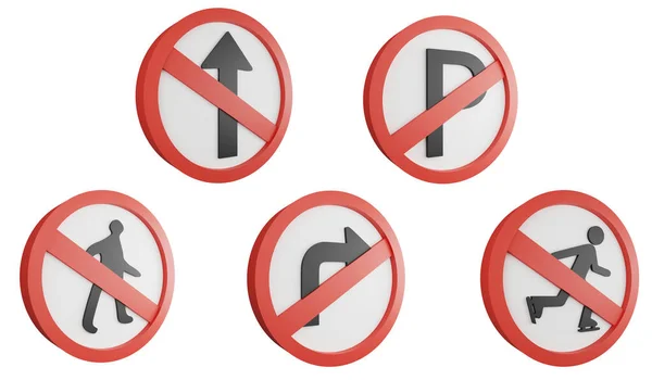 Verkehrszeichen Seitenansicht Cliparts Element Render Verkehrszeichen Konzept Symbol Gesetzt Isoliert — Stockfoto