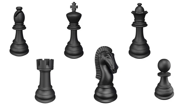 Μαύρο Στοιχείο Κλίπ Σκακιού Ομάδας Καθιστούν Σύνολο Εικονίδιο Σκακιού Απομονωμένο — Φωτογραφία Αρχείου