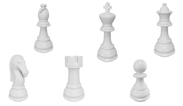Λευκό Στοιχείο Κλίπ Σκακιού Ομάδας Καθιστούν Σύνολο Εικονίδιο Σκακιού Απομονωμένο — Φωτογραφία Αρχείου
