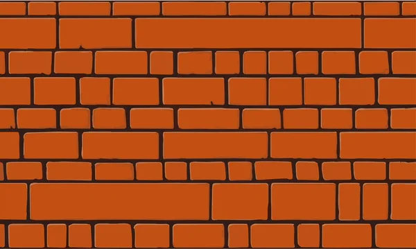 Oranžová Cihlová Stěna Vektorové Ilustrace Pozadí Cihlová Stěna Detailní Textura — Stockový vektor