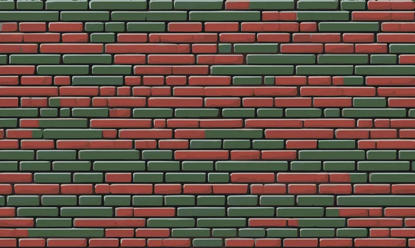 Illustration Vectorielle Murale Brique Rouge Verte Mur Briques Gros Plan — Image vectorielle