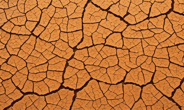 Dry Soil Orange Surface Cracked Ground Texture Background Orange Dry — Stock Vector