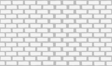 Tuğla duvar beyazı düz tasarım vektör arka planı. Gri arkaplanda tuğla duvar deseni