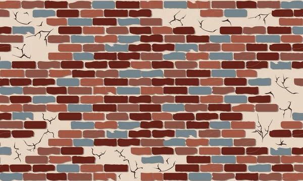 Mur Brique Fissuré Fond Vectoriel Surface Colorée Motif Mur Brique — Image vectorielle