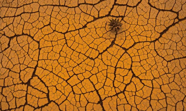 Trockene Und Gebrochene Orangefarbene Erde Und Trockener Winziger Baumvektorhintergrund Textur — Stockvektor