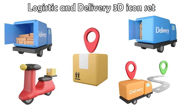 Logistic and delivery clipart element ,3D render logistic concept isolated on white background icon set No.2