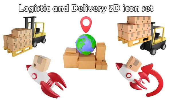 Logistic and delivery clipart element ,3D render logistic concept isolated on white background icon set No.6