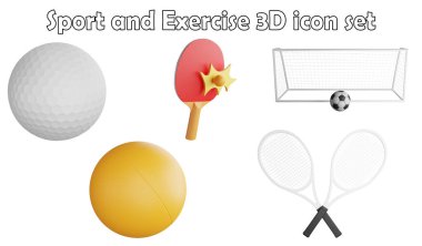 Spor ve egzersiz klibi ögesi, 3 boyutlu render spor konsepti beyaz arkaplan simgesi üzerinde izole edilmiş numara 8