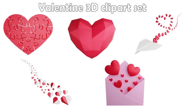 Élément Clipart Saint Valentin Rendent Valentine Concept Isolé Sur Fond — Photo