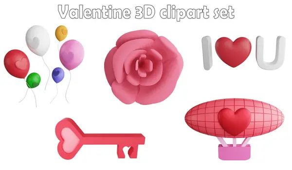 stock image Valentine clipart element ,3D render Valentine concept isolated on white background icon set No.6