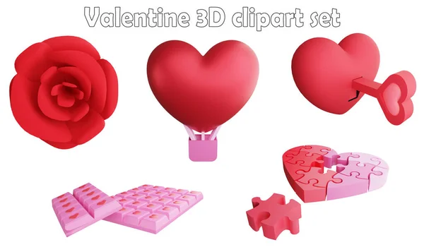 stock image Valentine clipart element ,3D render Valentine concept isolated on white background icon set No.7