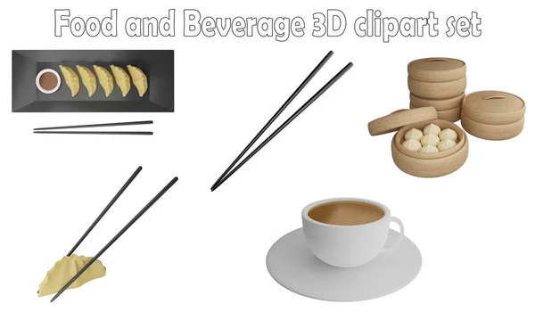 Food and beverage clipart element ,3D render food and beverage concept isolated on white background icon set No.2