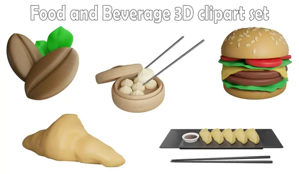 Food and beverage clipart element ,3D render food and beverage concept isolated on white background icon set No.4