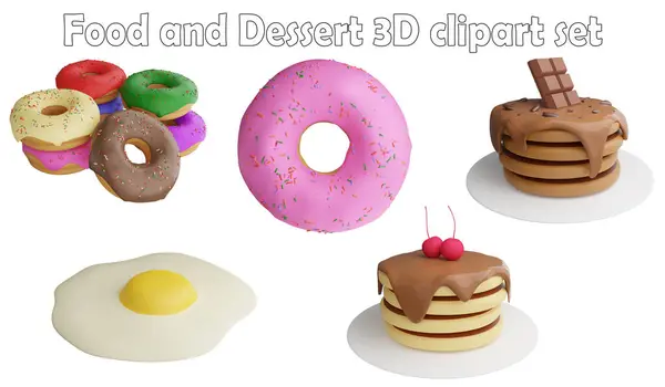 Food and dessert clipart element ,3D render food and dessert concept isolated on white background icon set No.2