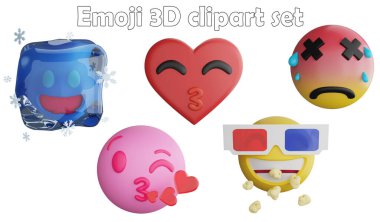 Emoji clipart element ,3D render emoji and emoticon concept isolated on white background icon set No.8