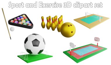 Spor ve egzersiz klibi ögesi, 3D render spor konsepti beyaz arkaplan simgesi üzerinde izole edilmiş numara 9