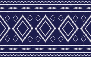 Geometrik etnik kumaş pürüzsüz desen renklidir. Geleneksel ikat etnik tarz vektör modeli. Arkaplan, duvar kağıdı, halı, giysi, kilise deseni, kumaş, nakış, tekstil sanatı için tasarlandı.