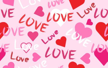 Sevgililer Günü kumaşsız Sevgililer Günü. Aşk yazı tipi, vektör kalp aşığı. Arkaplan, duvar kağıdı, sevgililer günü deseni, kıyafet, yıldönümü, kumaş, sevgili, çift, kart için tasarlandı