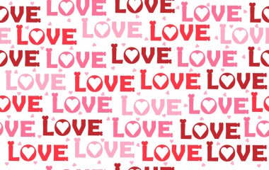 Sevgililer Günü kumaşsız Sevgililer Günü. Beyaz arkaplanda aşk metni deseni. Arkaplan, duvar kağıdı, sevgililer günü deseni, ambalaj kağıdı, çift, sanat, yıldönümü için tasarlanmış, tatlım.